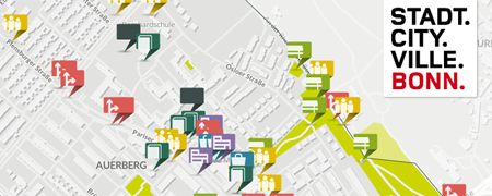 Ausschnitt aus der Projektseite "Integriertes Entwicklungskonzept Auerberg"  - Link auf: Integriertes Entwicklungskonzept Auerberg (Bonn)