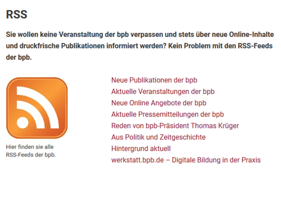 Screenshot zeigt Webseite der Bundeszentrale für Politische Bildung