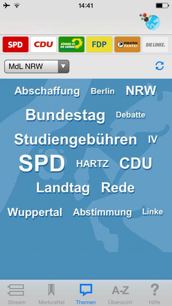 Screenshot der App "nrw-Politik 2.0"