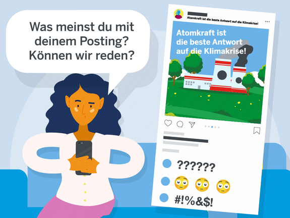 Eine Person stellt jemanden zur Rede aufgrund eines Postings