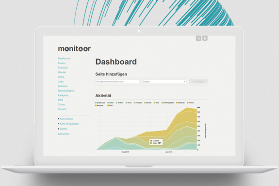 Bild zeigt Dashbord des Websitemonitors monitoor