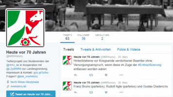 Screenshot des Twitter-Kanals  - Link auf: Twistory-Projekt @NRWhistory