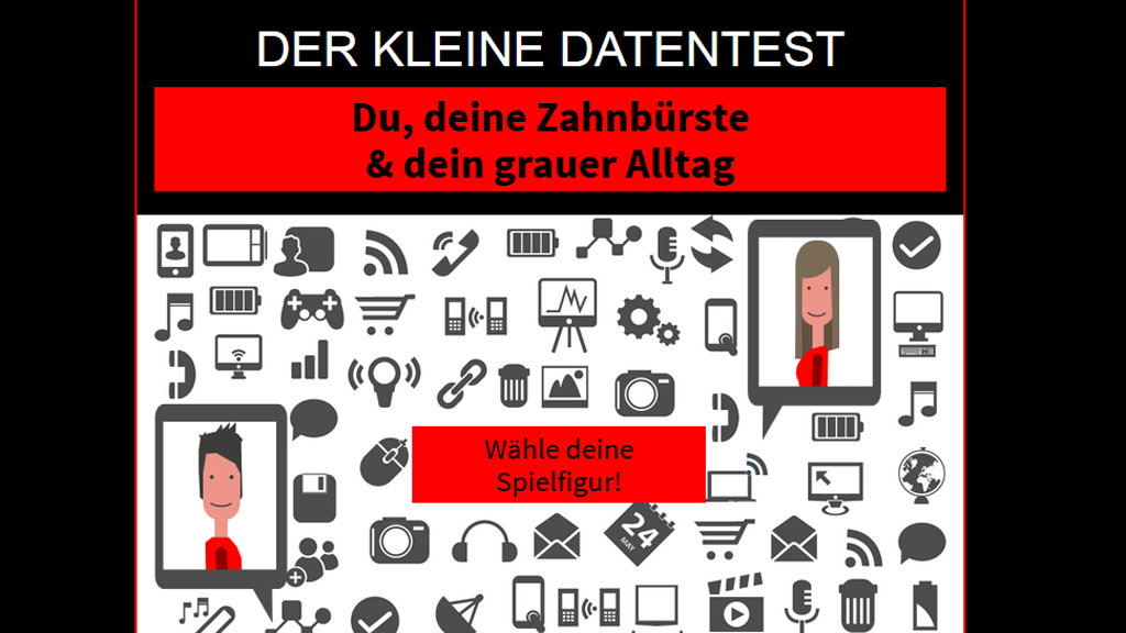 Illustration von zwei lächelnden Gesichtern in zwei Tablet-PCs