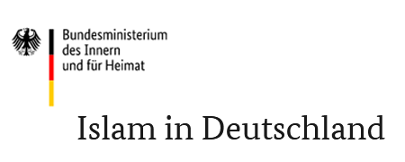 Logo des Bundesministeriums den Innern und für Heimat sowie der Titel "Islam in Deutschland"